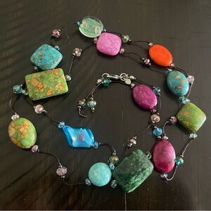 Premier Designs Venetian Glass Candy Fiesta 38” Necklace In Box